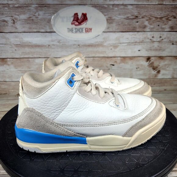 Air Jordan Retro 3 Sneakers Boy's Size 13C White/Blue Athletic Shoes - Picture 1 of 9